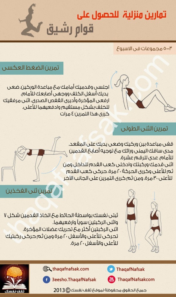 تمارين منزلية للحصول على قوام رشيق تمارين منزلية للحصول على قوام رشيق