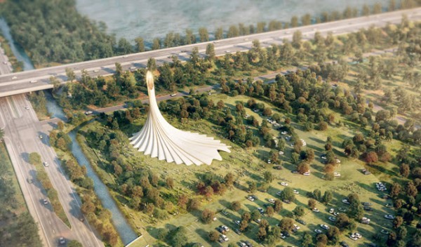 تصميم كنيسة على شكل طيات لرداء السيدة غوادالوبي تصميم كنيسة على شكل طيات لرداء السيدة غوادالوبي