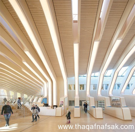 عندما يجتمع الجمال والروعة مع دقة التصميم والبناء .. احدى المكتبات العامة فى النرويج عندما يجتمع الجمال والروعة مع دقة التصميم والبناء .. احدى المكتبات العامة فى النرويج