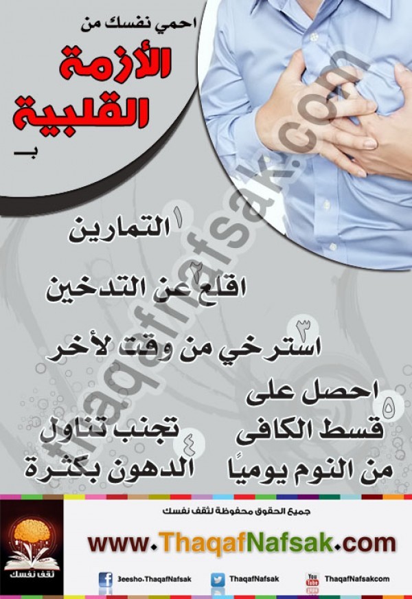 انفوجراف كيف تحمي نفسك من الأزمة القلبية