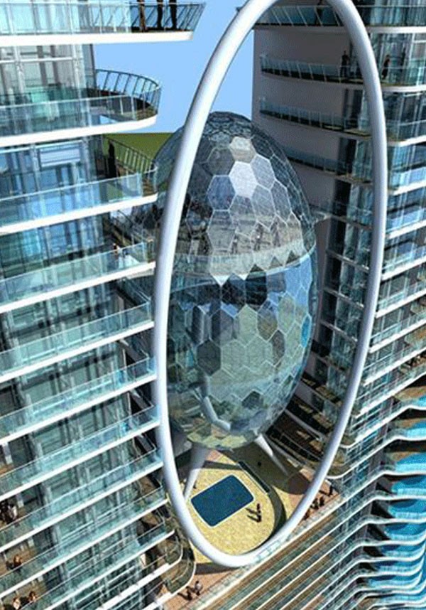 تصميم برج سكنى مدهش مزين بأحواض سباحة زجاجية تصميم برج سكنى مدهش مزين بأحواض سباحة زجاجية