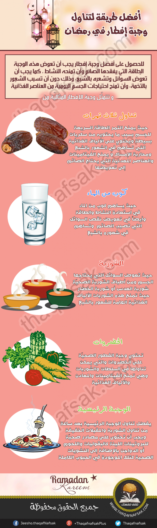 أفضل طريقة لتناول وجبة إفطار في رمضان تعطي الطاقة لطيلة الأيام أفضل طريقة لتناول وجبة إفطار في رمضان تعطي الطاقة لطيلة الأيام