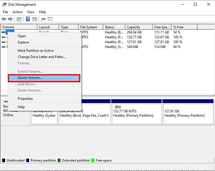 طرق تصغير حجم قرص C على ويندوز 7 و 8 و 10 